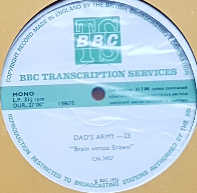 CN 2457 12 Dad's army - 22 & 23 Jimmy Perry / David Croft from the BBC records and Tapes library Label